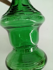 Vtg Italian Cevin Cut Green Glass Italian Wine Bottle Beautiful With Cork