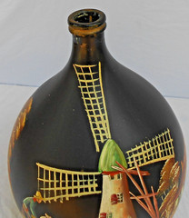 Demijohn French XX Large wine 30 L .Bottle Custom painted windmill on it 1960&rsquo;s