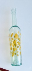 Vintage Mod Dot Yellow Polka Dot Blue Tinted Wine Bottle 750ml 12.5” MCM