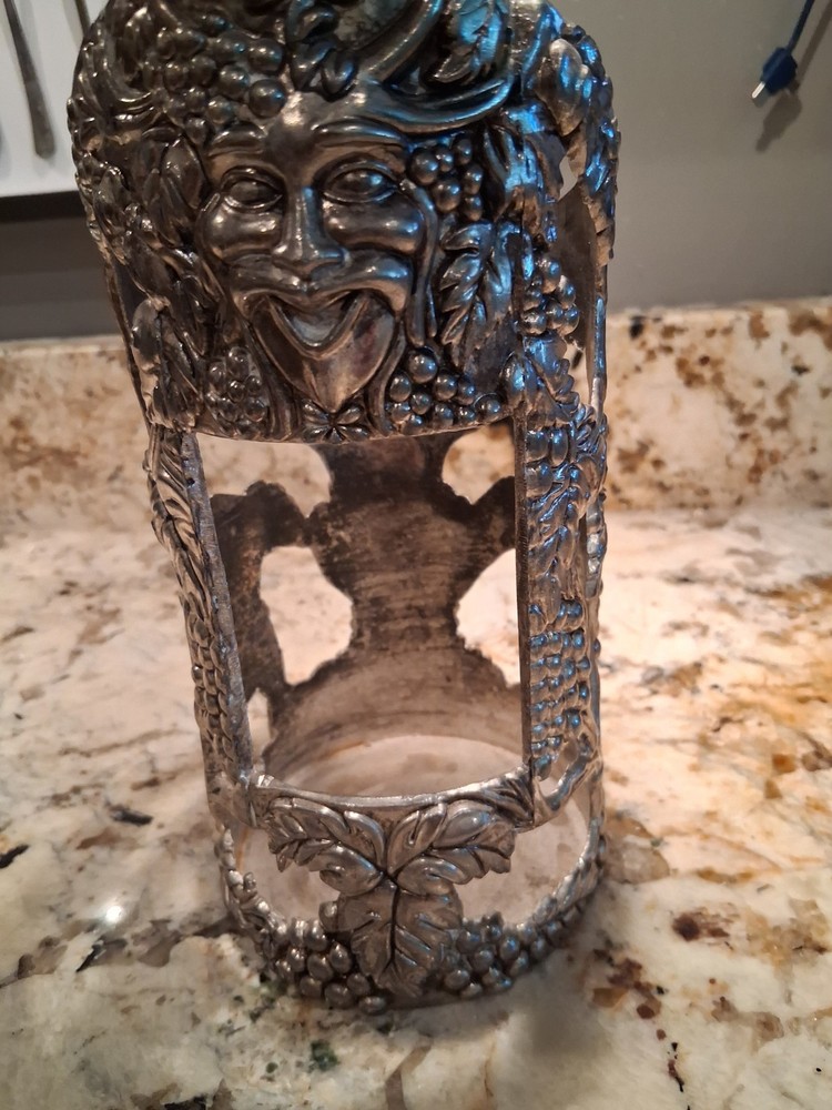 Vintage German Silver Wine Bottle Holder With Grape Motif