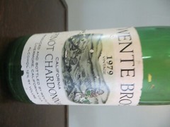 WENTE BROS 1979 VINTAGE CAL..PINOT CHARDONNAY GREEN BOTTLE FINE WINE SINCE 1883
