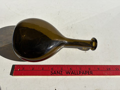 Antique WINE Vino Amber Glass Hand Blown Bottle= APPLIED TOP = Pontil on Bottom