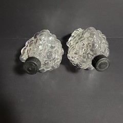 VTG CLEAR GLASS GRAPES CLUSTER SHAPED WINE BOTTLE DECOR DECANTER Set Of 2