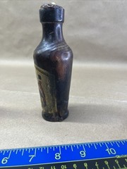 Hand Turned Wood Wine Liquor Bottles Candleholders Candlestick Spain Vintage