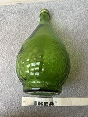 cute 🍇 vintage green glass half gallon wine bottle w/ embossed grapes vines