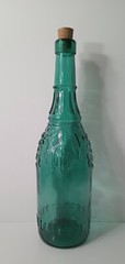 Vintage Teal Glass Bottle 11.25&Prime;H Grape Motif Spanish Glass Wine Carafe Canada