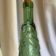 1960-70s Vintage Green Glass Italian Fish Shaped Wine Bottle Decanter w/Cork 13&Prime;
