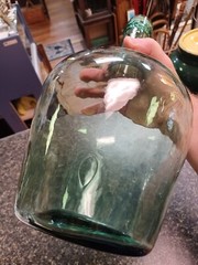 Antique Green 12&Prime; Wine Jug Viresa Glass Bottle Carbon Demijohn Terrarium Decor
