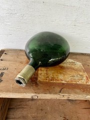 Green Glass Mateus Rose Wine Bottle 1 Pint (Empty & Label Missing) 8”x6” Inch