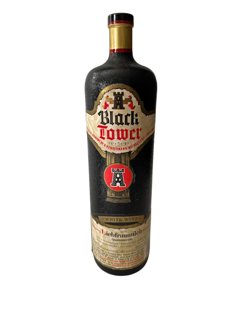 Vintage Black Tower German Wine Bottle – Empty