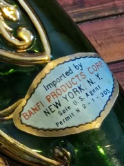 Vintage Banfi Gun Bottle-Rifle-Musket-Empty Green Glass Decanter w Cork #2087