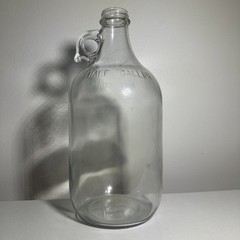 Vintage Rare Embossed Half Gallon Glass Wine Jug With Finger Hole