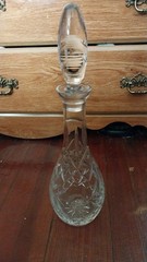 Vintage Cut Glass Crystal Wine Decenter Clear Crystal 3 Rose Around Wine Bottle