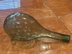 ANTIQUE ROUND BOTTOM BALLOON TORPEDO WINE BOTTLE GREEN HANDBLOWN AIR BUBBLES EU