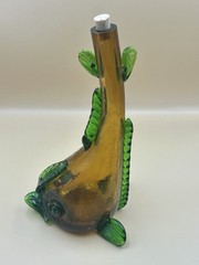 Vintage 1968 Nello Gori Orvieto Blown Crackle Glass Fish Wine Bottle 12”