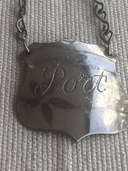 Antique Port Wine Bottle Shield Silver Finished