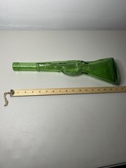 Vintage 60s Green Napoli 16” Rifle Glass Wine Decanter Bar Display