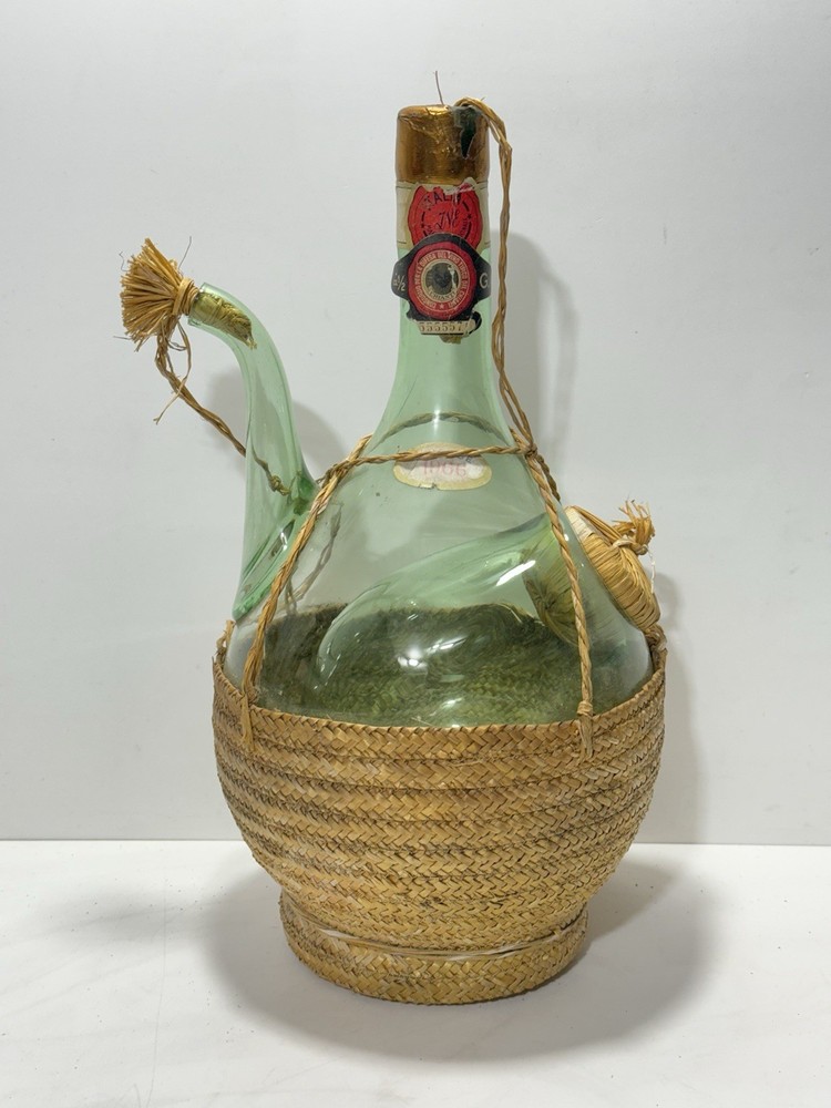 Vintage 1966 Chianti Classico Bottle 1/2 Gallon Straw Basket Rattan Empty