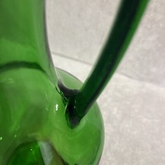 Vintage Green Glass Wine Decanter Jug Bottle With Handle Screw Top Lid 1.5 Liter