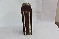Bone Inlay Wine Bottle Box: Handcrafted Brass & Wood Vintage Decor