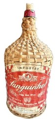 Vintage Large Wicker Wrapped Glass Jug w Handle/Cork Red Wine Label Portugal EUC
