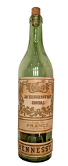 Ja Hennessy Cognac, 2 Star SO, Antique Bottle, France/Germany, Etched Glass Cork