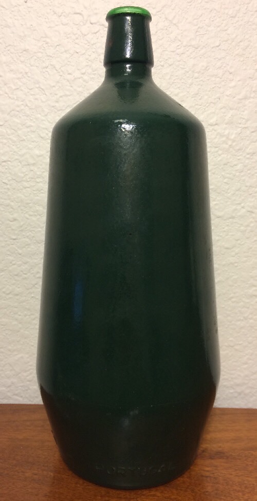 Vintage J M Da Fonseca Azeitao Green Painted Glass Bottle, Unique, Collectible