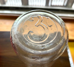 Vintage Milk Bottle 3 Cent Clear Glass Dairy Quart Bottle Cadmium Glow