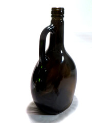 Vintage Large Wine Bottle Empty Amber Glass Color w/Handle Decorative 12&Prime;