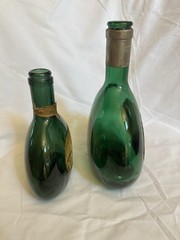 Vintage Mateus Rosé Portugal Green Glass Wine Bottles Set 2 Labels Display