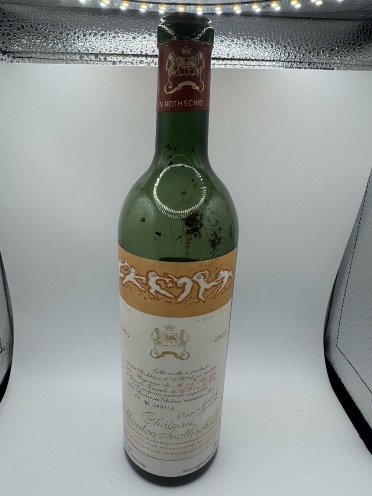 1965 Chateau Mouton Rothschild Empty Wine Bottle with Cork France 750ml