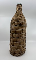 VTG Rustic Demijohn Bottle Wicker/Rattan Wrapped Aqua Green Glass 16.5 Inch