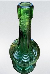 Vtg Italian Cevin Cut Green Glass Italian Wine Bottle Beautiful ~ No Cork