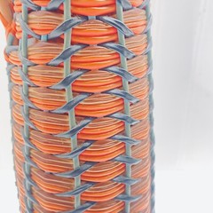 Vintage 60&rsquo;s Bohemian Wine Decanter Plastic Wicker Wrapped Bottle Made in SPAIN