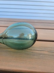 Hand Blown Green Glass Antique Tall Round Bottom Wine Liquor Bottle