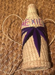 Mexican Straw Bottle Holder Insulator Tan Cooler
