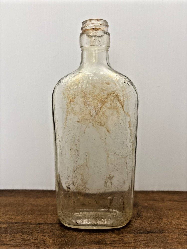 Vtg Wine Bottle Clear Embossed Grape Vine 4/5 Pint 1055 8.5 Inch Tall