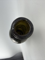 Antique Olive Black Glass Wine Bottle Deep Push Up Base Primitive 9.75”