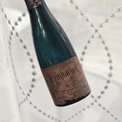 Antique Nonantum Champagne Cologne Teal Glass Bottle Reims Rare Single Serve