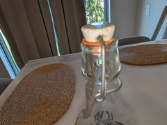 LE VIN French Wine Glass Bottle Porcelain Stopper Vintage Art Nouveau