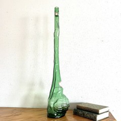 Vtg 32” Italian Chianti Wine Bottle Celine Glass Decanter Snail Shaped MCM EVC