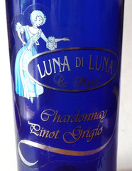 LUNA DI LUNA CHARDONNAY PINOT GRIGIO Large Clear Dark Blue Glass Bottle no Lid