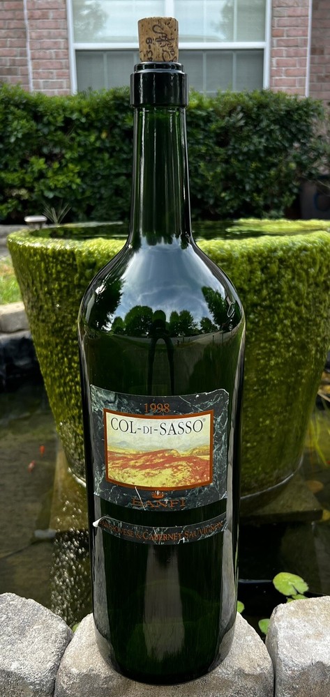 Vintage 1998 COL-DI-SASSO Banfi Toscana Large Empty Glass Wine Bottle 22” Tall