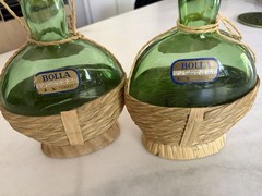 Vintage 1972 And 1973Bolla Bardolino Verona Italy Green Glass Wine Bottle Glass