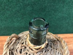 French Antique Demijohn Wine Bottle Green Glass