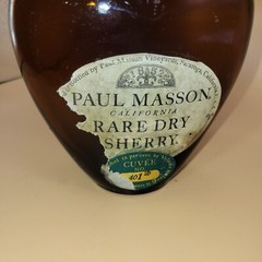 Vintage Wine Bottle PAUL MASSON RARE FLOR SHERRY Curve’e 101F. Saratoga CA