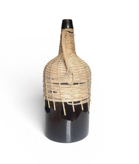 Vintage Wicker Rattan Demijohn Wine Whiskey Bottle – Brown Amber Glass Decor 16”