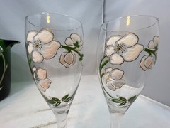 Perrier Jouet Champagne Bucket with Pair Glasses and empty Champagne Bottle 1975
