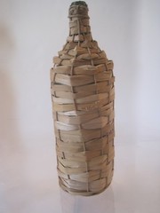 VTG 3 LITER LTR~RETSINA~STRAW WICKER COVERED GREEK WINE BOTTLE GREEN GLASS 1960