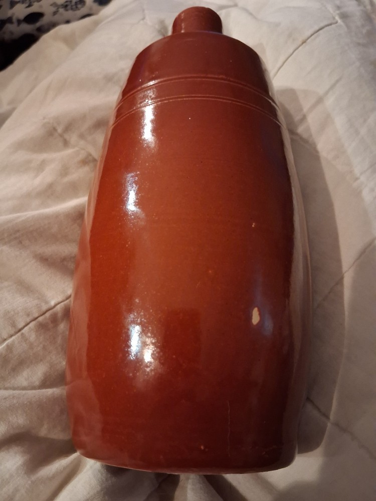 Vintage Lancers Wine Bottle Red/Brown Stoneware Jug 9&Prime; Portugal EUC!